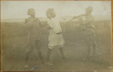 1920 Realphoto: Black/North African Soldiers Attack Man