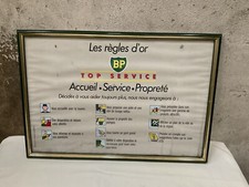 Ancienne Plaque No Émaillée Affiche Cadre Publicitaire Huile BP Station Service