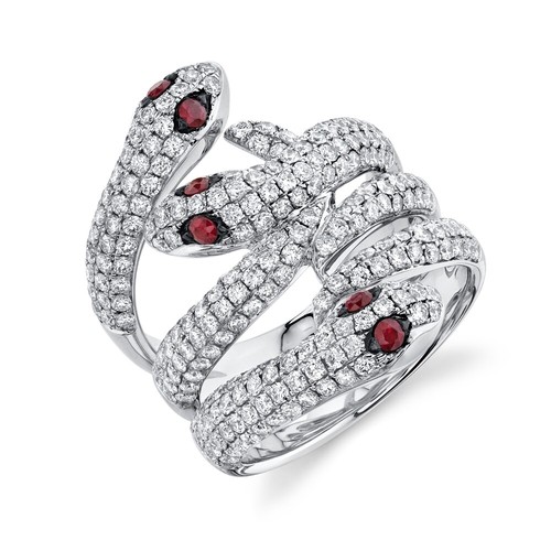 Diamant rubis serpent bague - diamant,