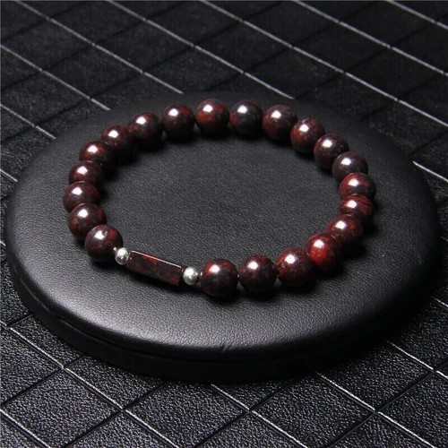 Bracelet perles jaspe rouge - perles,