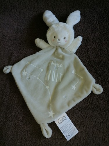 Doudou plat ours - plat, blanc