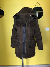joli manteau parka coton brun cuir + racoon hiver femme THE KOOPLES taille M