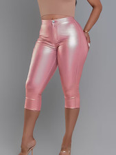 Pantalon rose longueur trois-quarts sexy