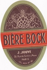 Etiquette de bière - J. Jouve - Paris - Bière Bock