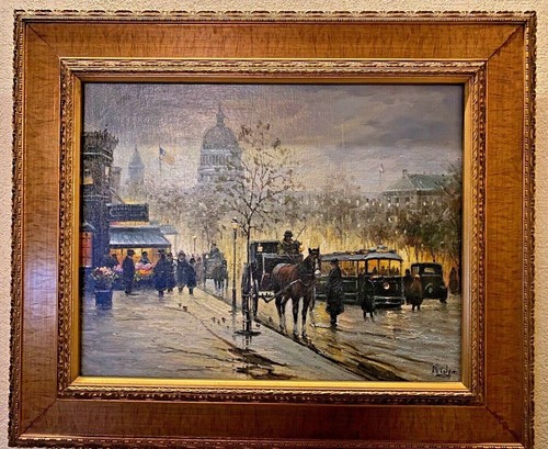 Tableau avec son cadre - , huile