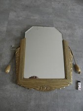 Miroir Art Déco MUR GÉOMÉTRIQUE GRATTE-CIEL bois dressing abat-jour rétro circa vintage
