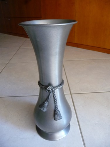 Vase étain signé - vase, en