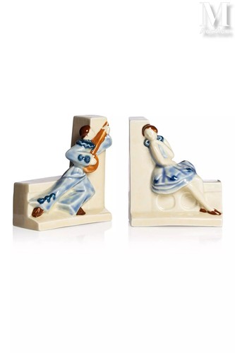 Serre livres porcelaine - serre-livres, art