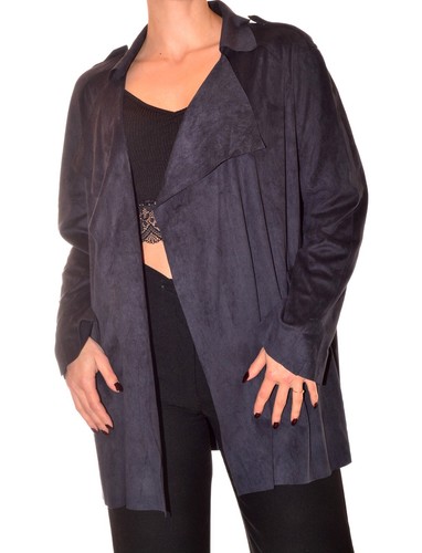 Long gilet ouvert fluide - , daim