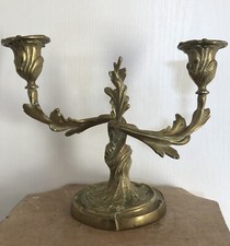 BOUGEOIR Chandelier En BRONZE Doré 2 FEUX Décor Rocaille Style Louis XV - XIXème