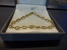 gourmette en or,tete d'aigle, femme grain de café,L 18cm,poids 5,3g