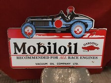 Plaque Émaillée Mobiloil Gargoyle double face 39 Cm X 60 Cm