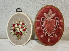 2 beaux Cadre ovale / brodé