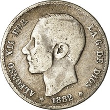 Espagne, Alfonso XII, Peseta