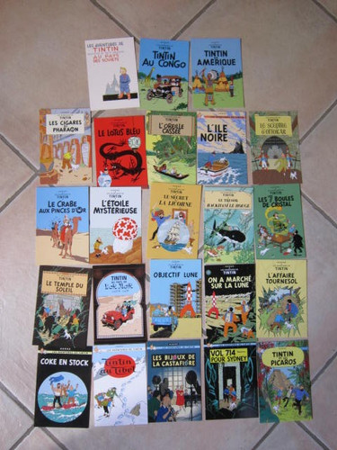 Tintin herge lot 23 cartes - lot,