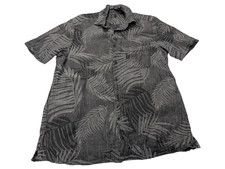 Chemise hawaïenne soie et lin Tasso Elba grise manches courtes taille M #715h