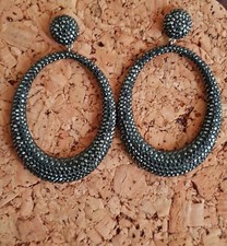Boucles d'oreilles Créoles Swarovski Noire