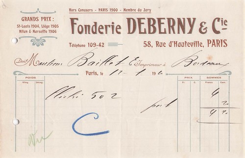 Paris fondeur deberny - deberny, cie