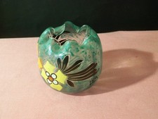 vase bourse en pate de verre,émaillé signé leg