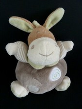 G1/2. DOUDOU PELUCHE CP INTERNATIONAL ANE CHEVAL BOULE GRIS VERT BLANC ET NEUF *