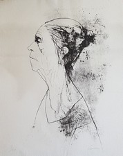 JEAN JANSEM LITHOGRAPHIE ORIGINALE SIGNEE NUMEROTEE GRANDE TETE DE VIEILLE 1960