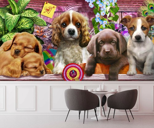 Papier peint chiots mignons - papier,