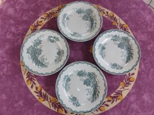 4 Assiettes Plates Saint Amand Céranord Modèle Daisy Décor Floral Vert 22,5cm