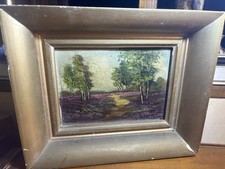 Tableau Huile Sur Panneau Paysage, Chemin De Campagne Signé