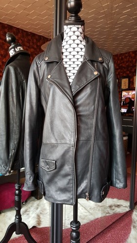 Veste blouson long en cuir - /,