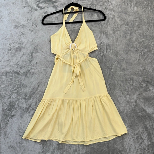 Yellow halter cutout dress - yellow, s