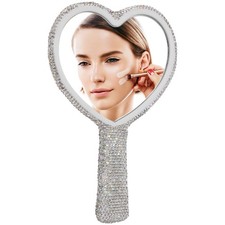  Miroir à main en strass en forme de cœur, miroir de maquillage de voyage simple