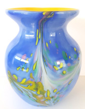 Vase en verre soufflé, Biot, Silice création, signature J M Operto.