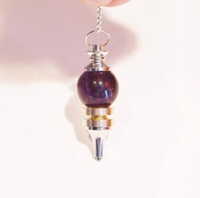 ° PENDULE MICRO VIBRATOIRE EN AMETHYSTE AVEC 2  PLATEAUX ESOTERISME RADIESTHESIE