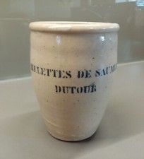 ANCIEN POT GRÈS A RILLETTES DE  SAUMUR    DUTOUR H:9.5 CM