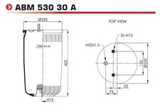 NEOTEC Soufflet à air suspension pneumatique ABM53030A 425mm M12 x 1,75 M22 x