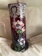 VASE ANCIEN VERRE EMAILLE ART
