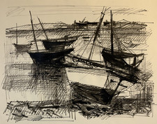 VUE PORT Bateaux DESSIN