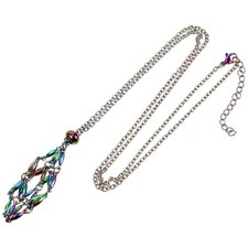  Collier en acier inoxydable, collier en filet de pierre, pendentif réglable,