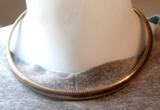 Collier ras du cou semi rigide maille miroir couleur or bijou vintage 4460