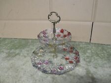 vintage presentoir serviteur gateaux aperitifs en verre ou cristal 2 etages