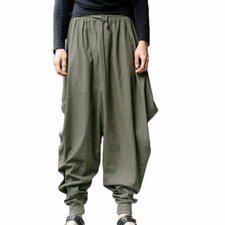Pantalon Sarouel Pour Homme Gris Hippie Yoga Uni Aladdin Martial Pantalon /