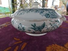 Soupière Légumier Faience Longwy Modèle Mignon Décor Floral Oiseaux Verts 24,5cm