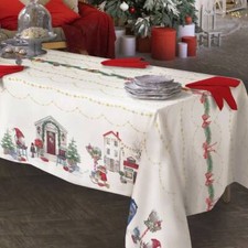 Nappe de Noël rectangulaire RANDI en coton Festivités du VILLAGE