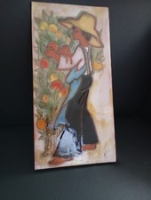 Maria Lluis Sant Vicens carreau en céramique émaillée Vintage rectangle 