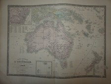 Carte issue atlas universel geographie Brué levasseur 1876  australie SO oceanie