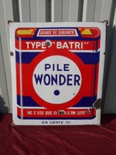 GRANDE PLAQUE EMAILLEE "PILE WONDER, Type Batri" EPOQUE 1950/60