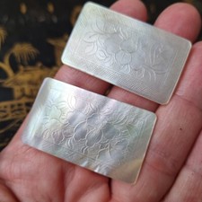 2 Jetons Anciens Nacre Gravée Fleurs XVIIIè Mother Of Pearl Counter 18thC