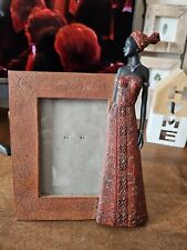 Cadre Photo en Pierre avec Statuette Africaine 