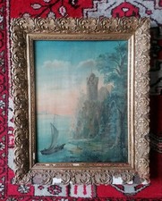 HSP PAYSAGE ITALIEN XVII-XVIII ÈME SIÈCLE-BATEAUX-CHÂTEAU