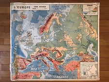 Carte Affiche scolaire papier type Vidal - Europe / Afrique Physique #CKDB